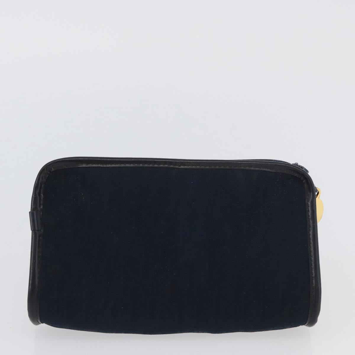 Christian Dior Trotter Canvas Clutch Bag 2 Set Navy Gold Auth ep13971