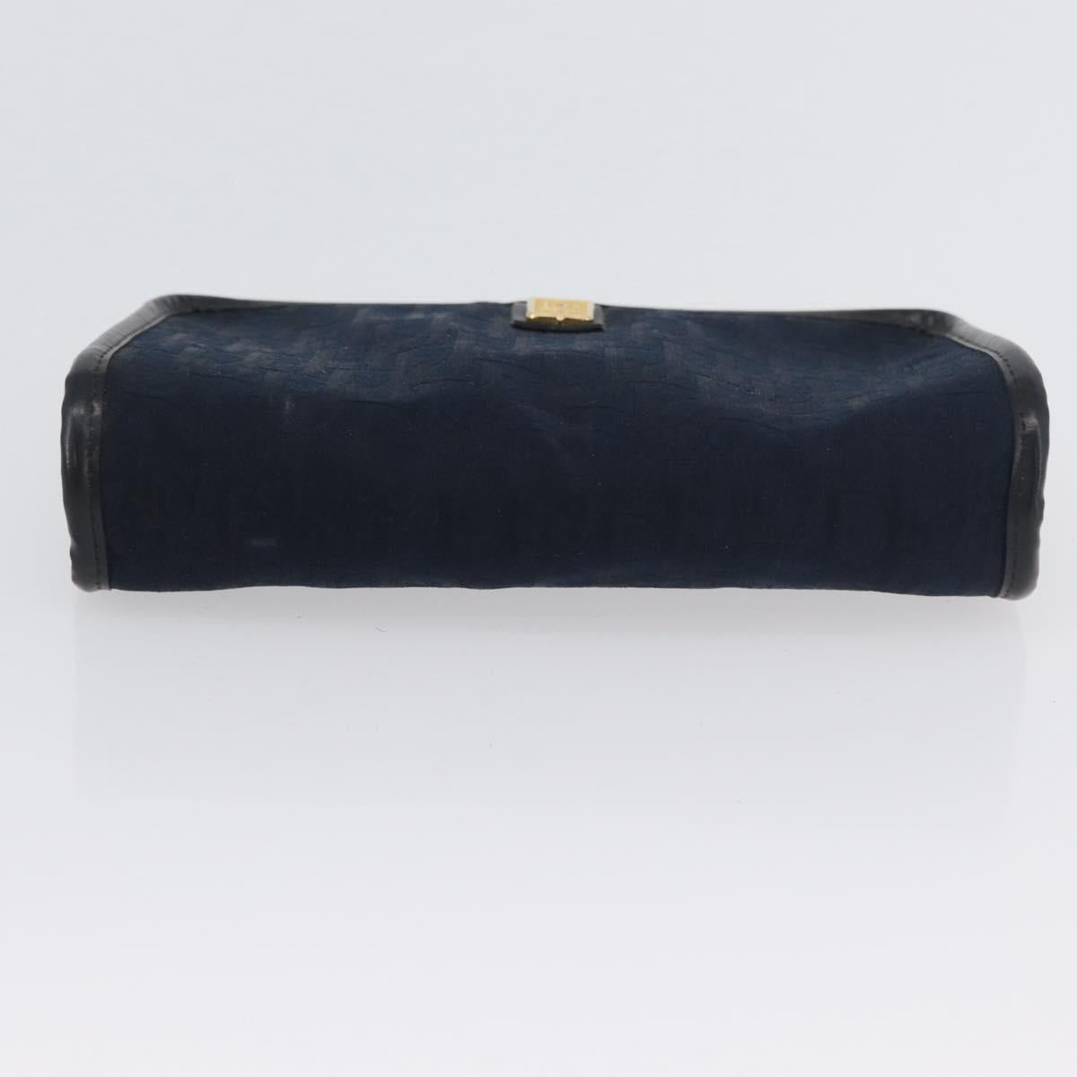 Christian Dior Trotter Canvas Clutch Bag 2 Set Navy Gold Auth ep13971