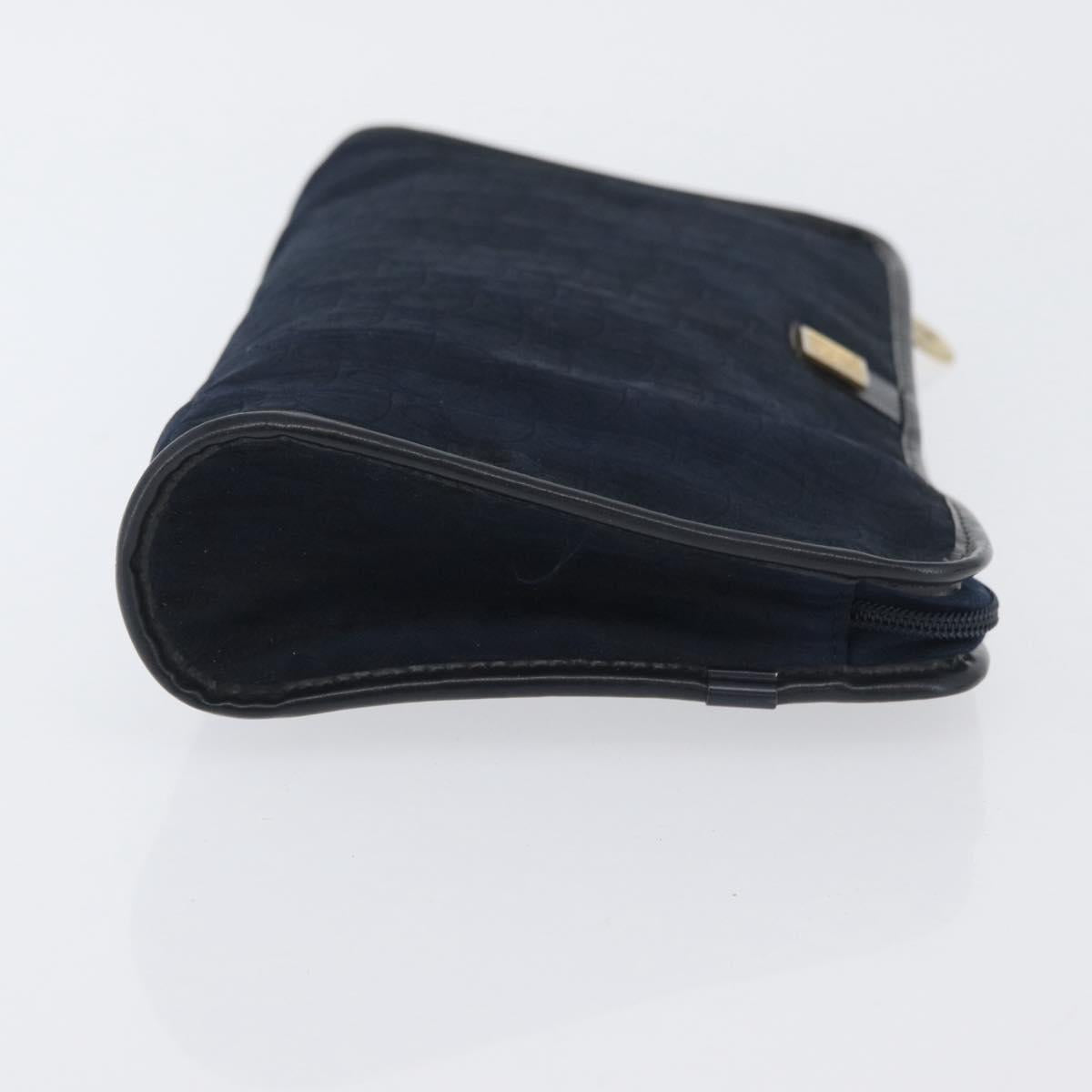 Christian Dior Trotter Canvas Clutch Bag 2 Set Navy Gold Auth ep13971