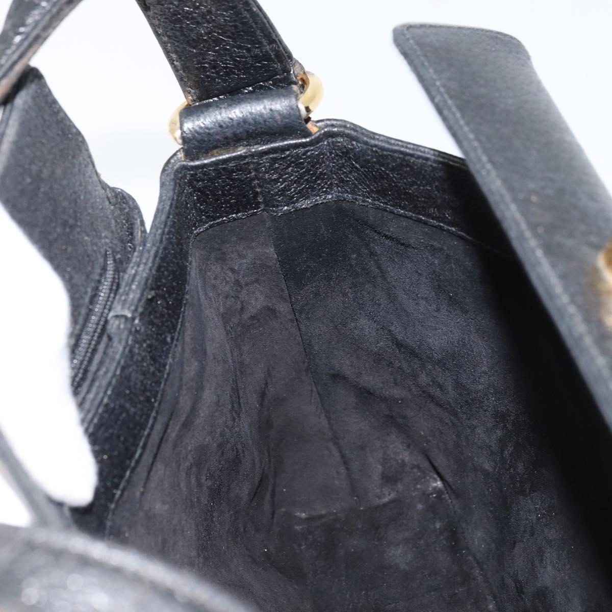 GUCCI Hand Bag Leather Black Gold 000 26 0025 Auth ep13973