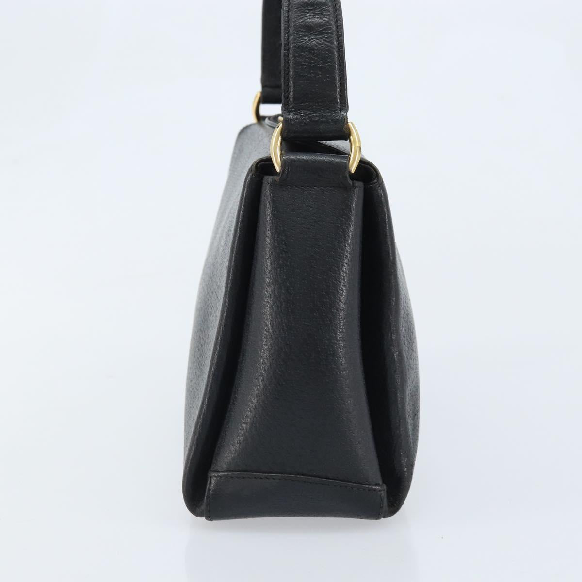 GUCCI Hand Bag Leather Black Gold 000 26 0025 Auth ep13973