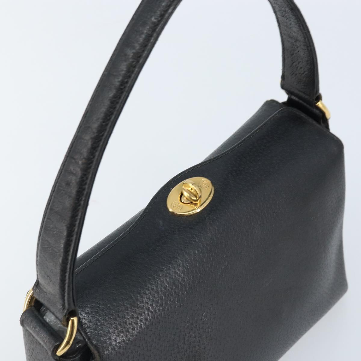 GUCCI Hand Bag Leather Black Gold 000 26 0025 Auth ep13973