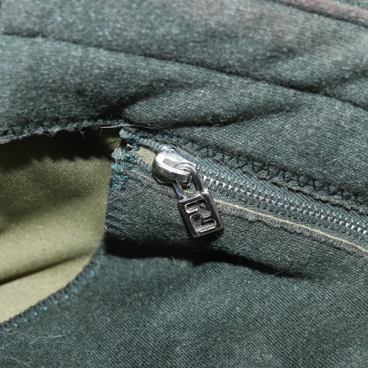 FENDI Mamma Baguette Hand Bag Cotton Green Silver Auth ep13976