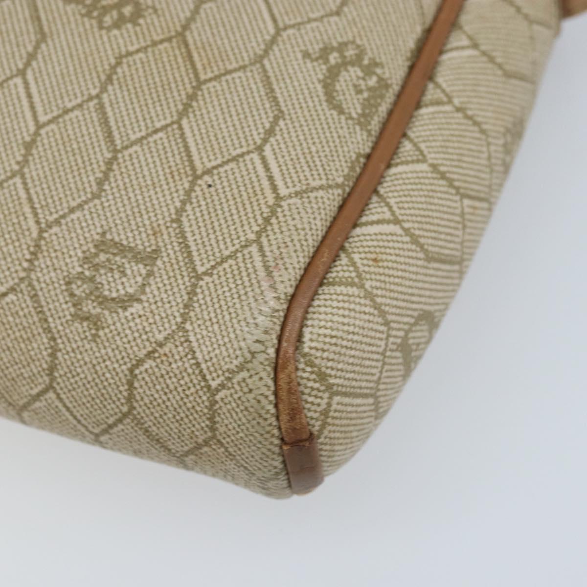Christian Dior Honeycomb Canvas Shoulder Bag PVC Beige Silver Auth ep13977