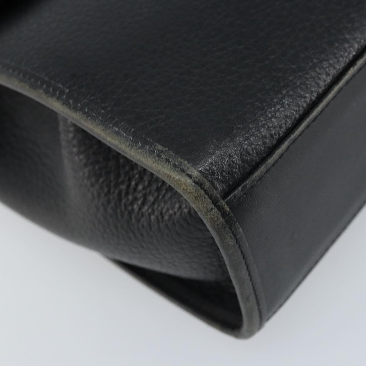 Burberrys Hand Bag Leather Black Silver Auth ep13978