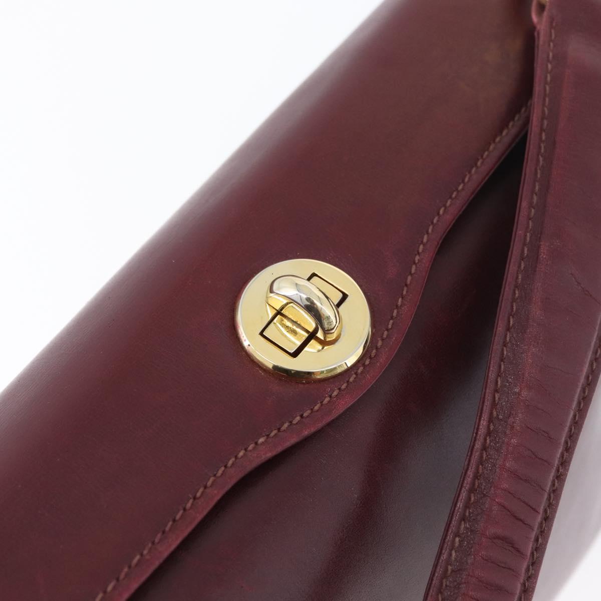 GUCCI Bamboo Shoulder Bag Leather Bordeaux Gold Auth ep13981