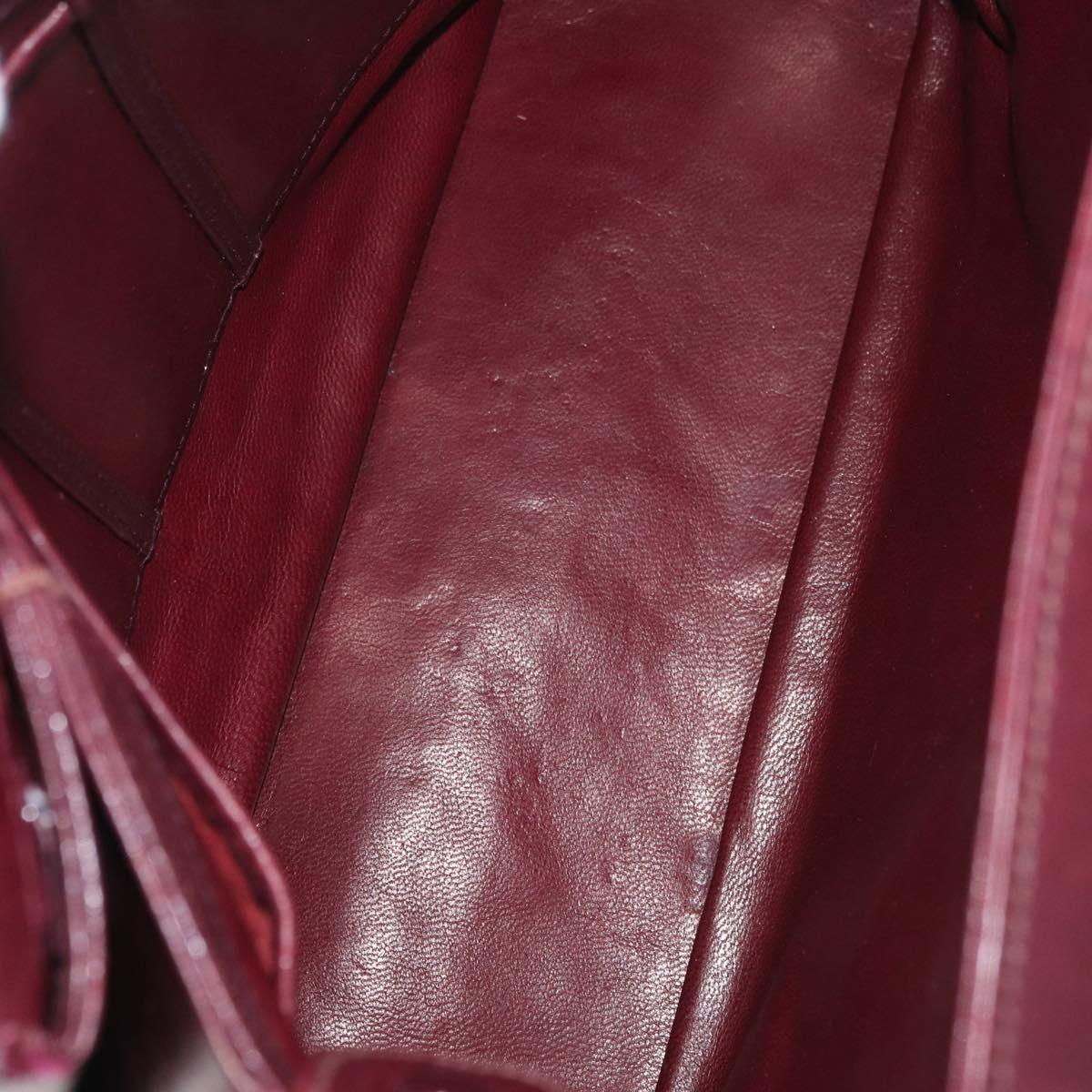 GUCCI Bamboo Shoulder Bag Leather Bordeaux Gold Auth ep13981