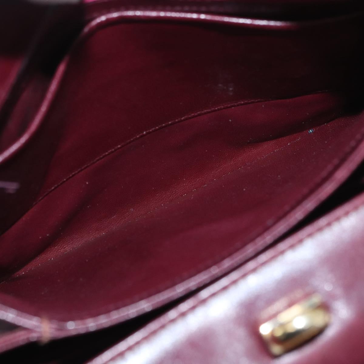 GUCCI Bamboo Shoulder Bag Leather Bordeaux Gold Auth ep13981