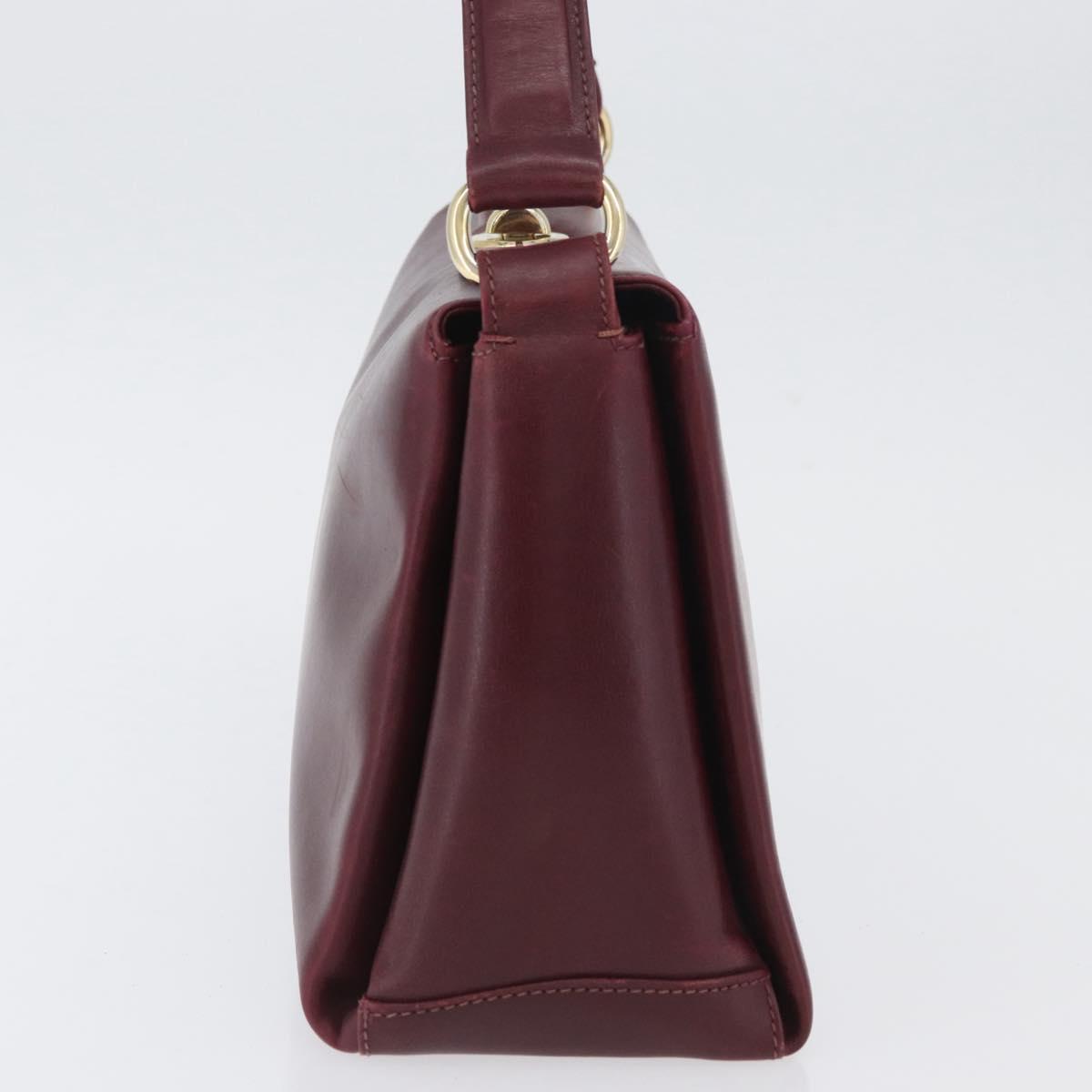 GUCCI Bamboo Shoulder Bag Leather Bordeaux Gold Auth ep13981