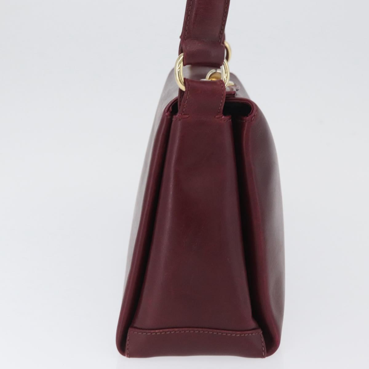 GUCCI Bamboo Shoulder Bag Leather Bordeaux Gold Auth ep13981