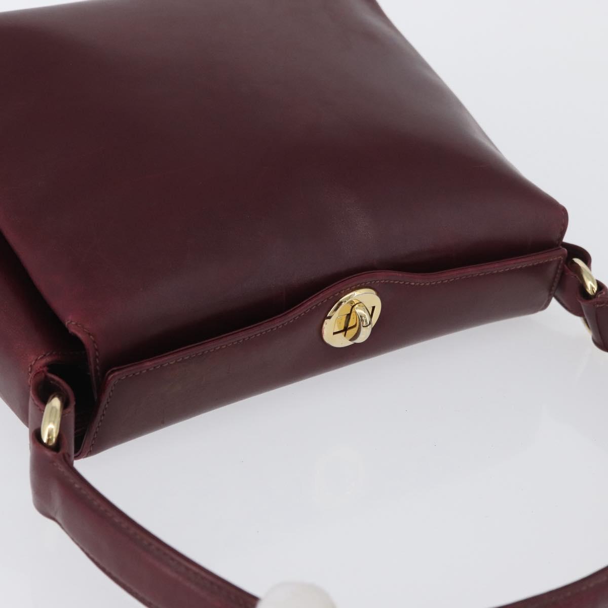 GUCCI Bamboo Shoulder Bag Leather Bordeaux Gold Auth ep13981