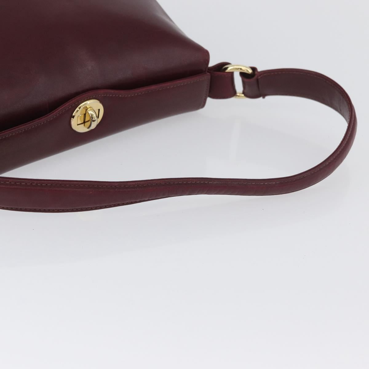 GUCCI Bamboo Shoulder Bag Leather Bordeaux Gold Auth ep13981