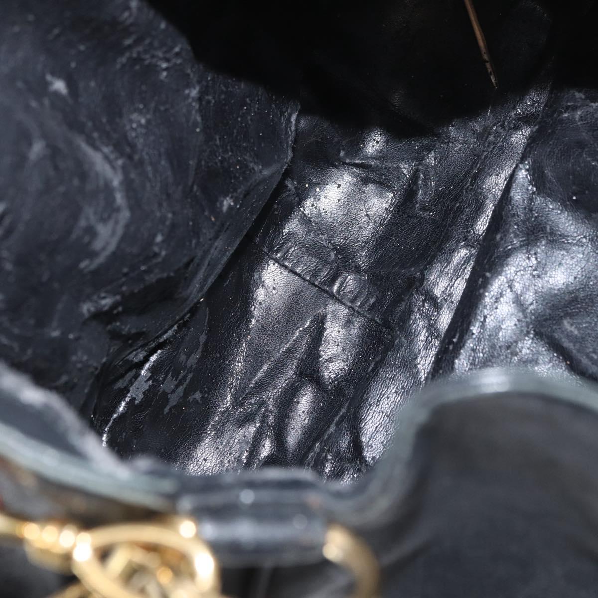 GUCCI Bamboo Hand Bag Leather 2way Black Gold 001 3754 1577 Auth ep13982