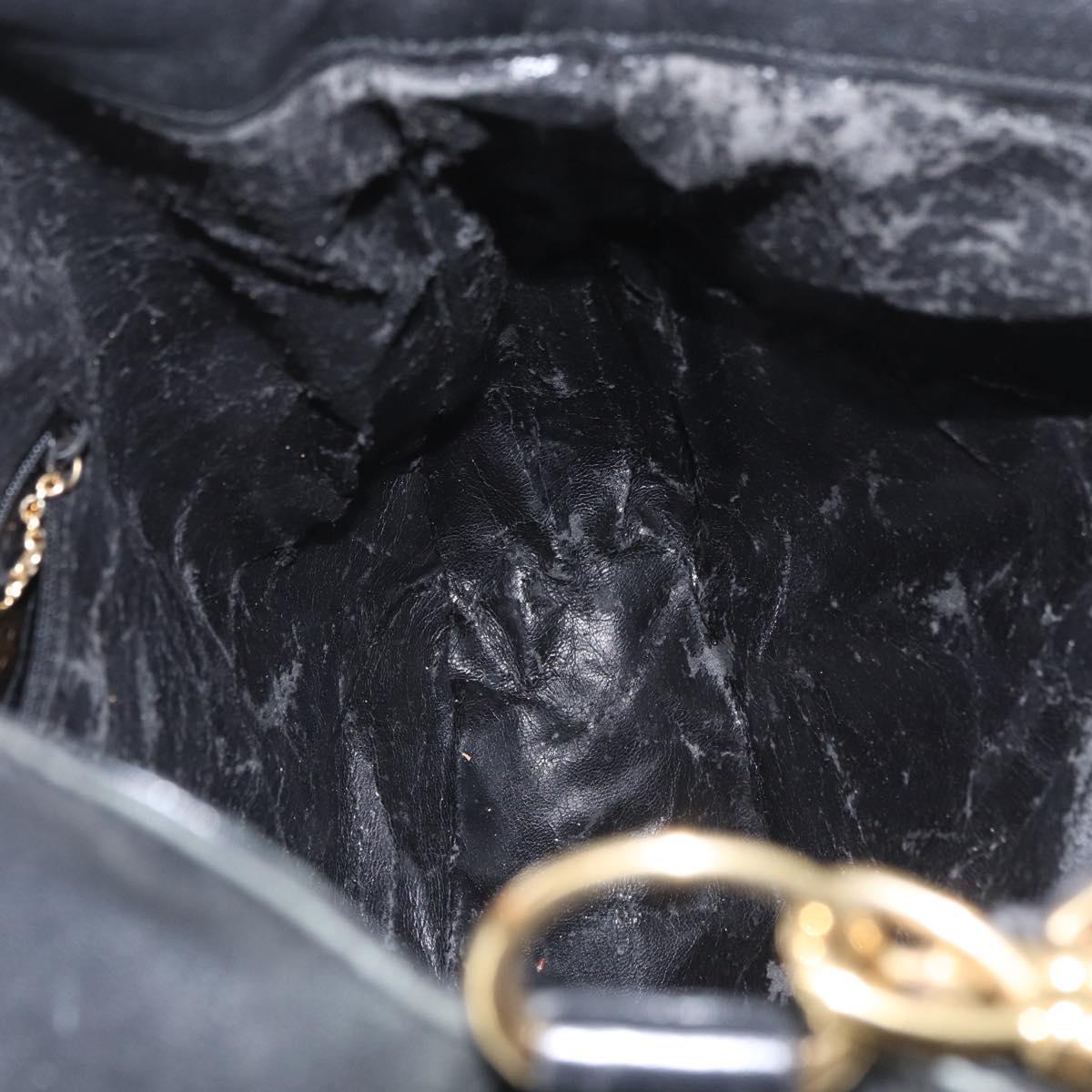 GUCCI Bamboo Hand Bag Leather 2way Black Gold 001 3754 1577 Auth ep13982