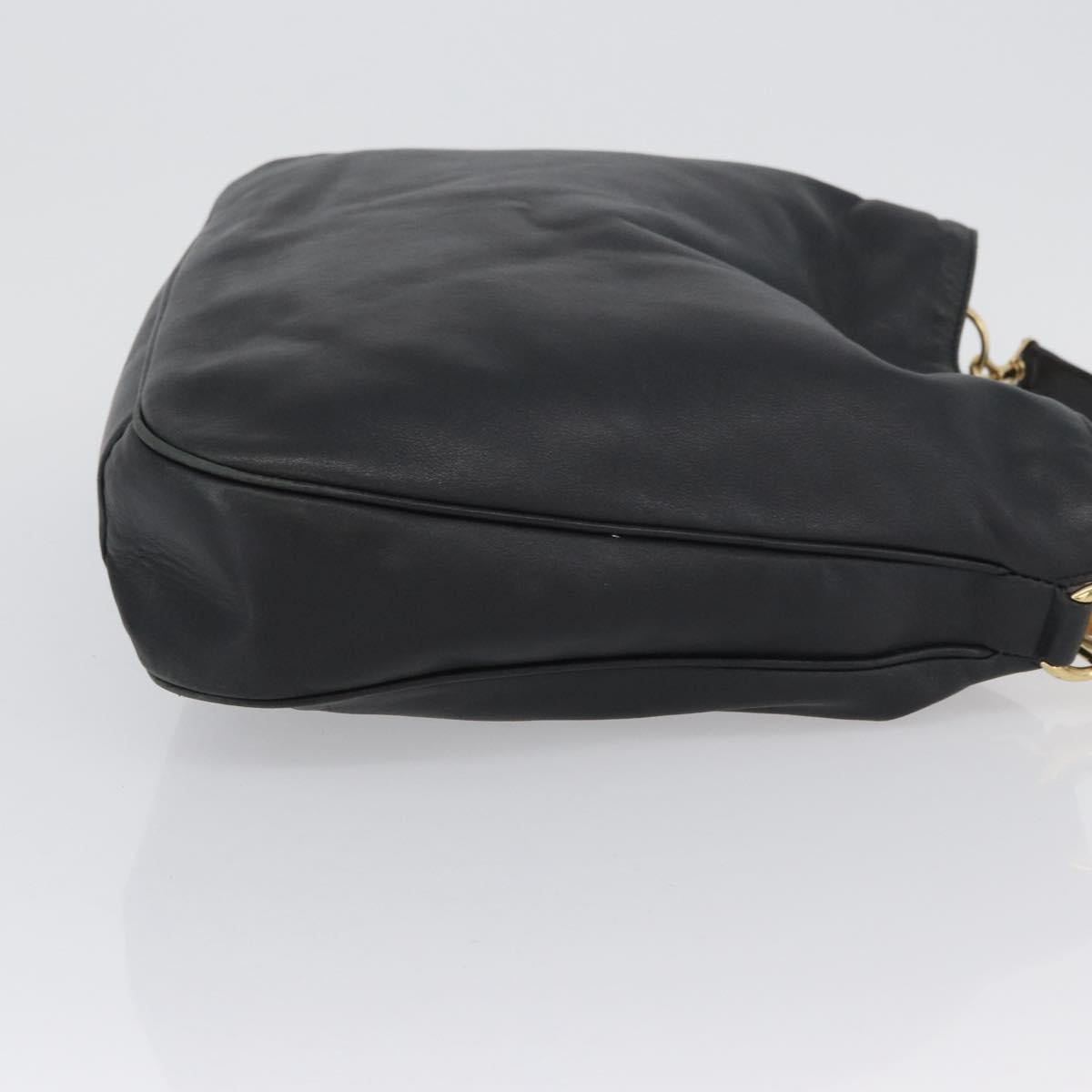 GUCCI Bamboo Hand Bag Leather 2way Black Gold 001 3754 1577 Auth ep13982