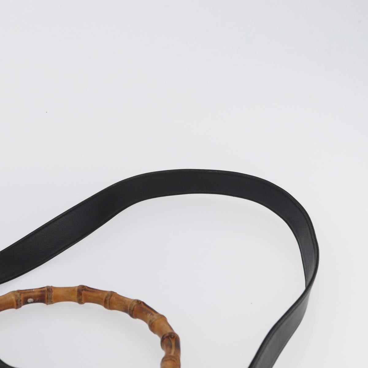 GUCCI Bamboo Shoulder Bag Leather 2way Black Gold 001 1577 Auth ep13983