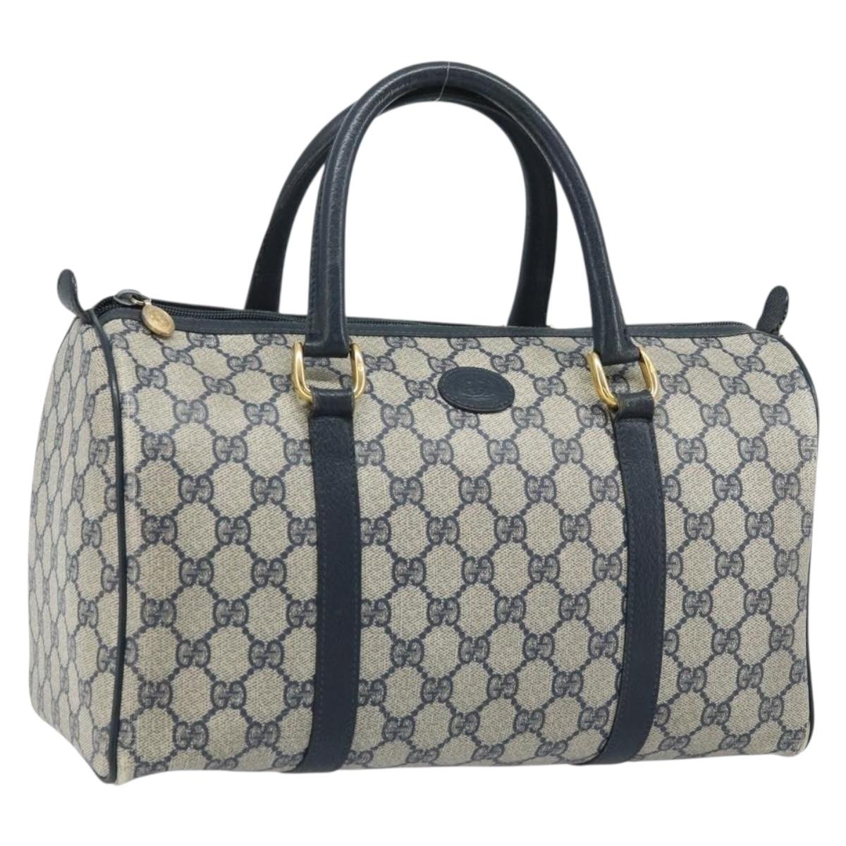 GUCCI GG Supreme Hand Bag PVC Navy Gold 002 39 6842 Auth ep13985