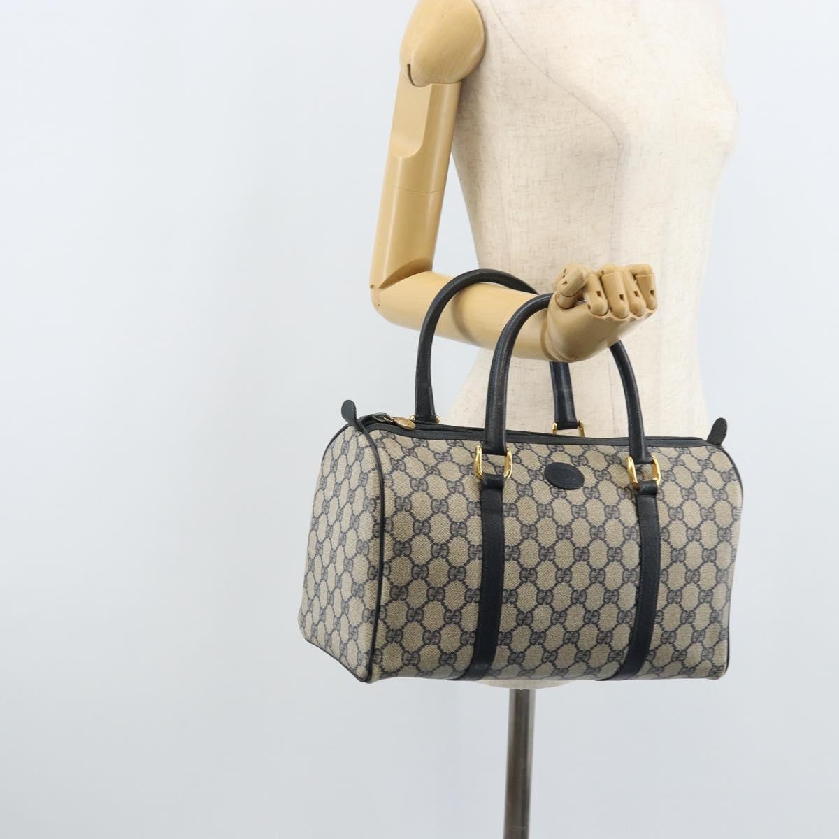 GUCCI GG Supreme Hand Bag PVC Navy Gold 002 39 6842 Auth ep13985