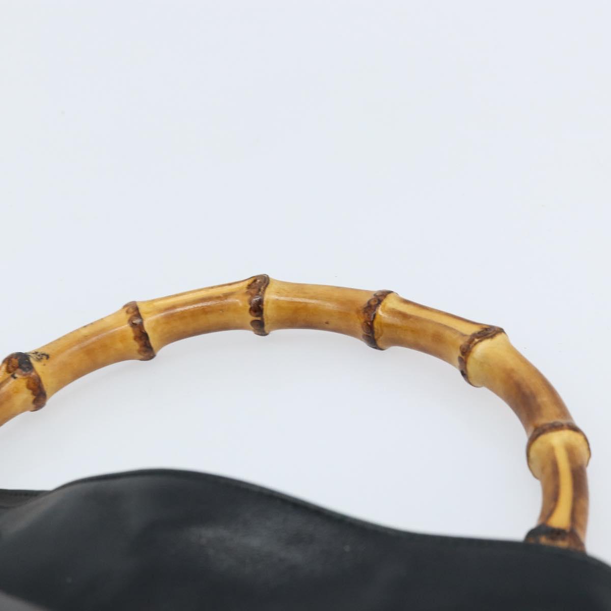 GUCCI Bamboo Hand Bag Leather Black Gold 001 1998 1638 Auth ep13986