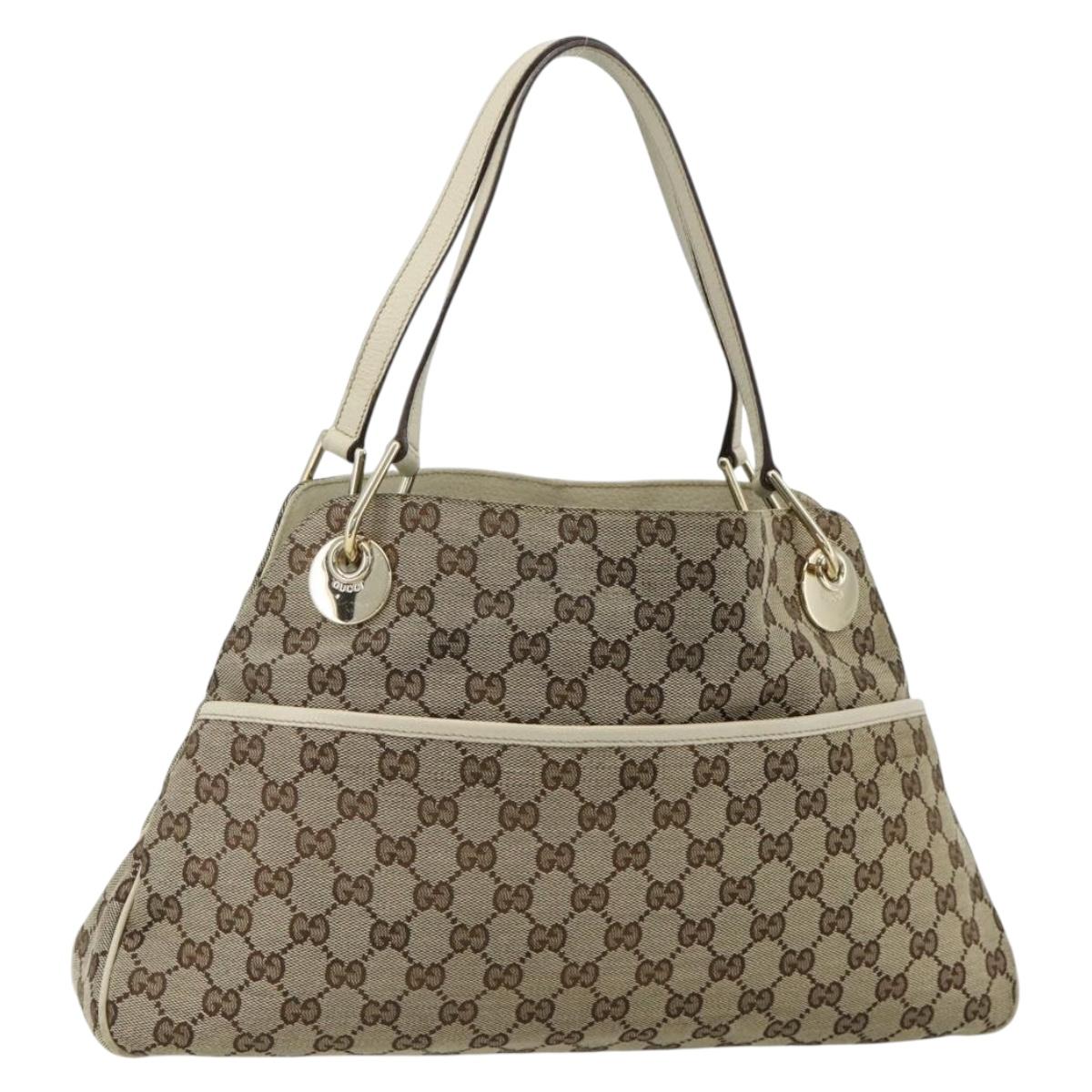 GUCCI GG Canvas Tote Bag Beige Gold 121023 Auth ep13989
