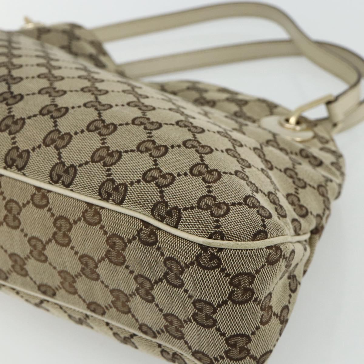 GUCCI GG Canvas Tote Bag Beige Gold 121023 Auth ep13989