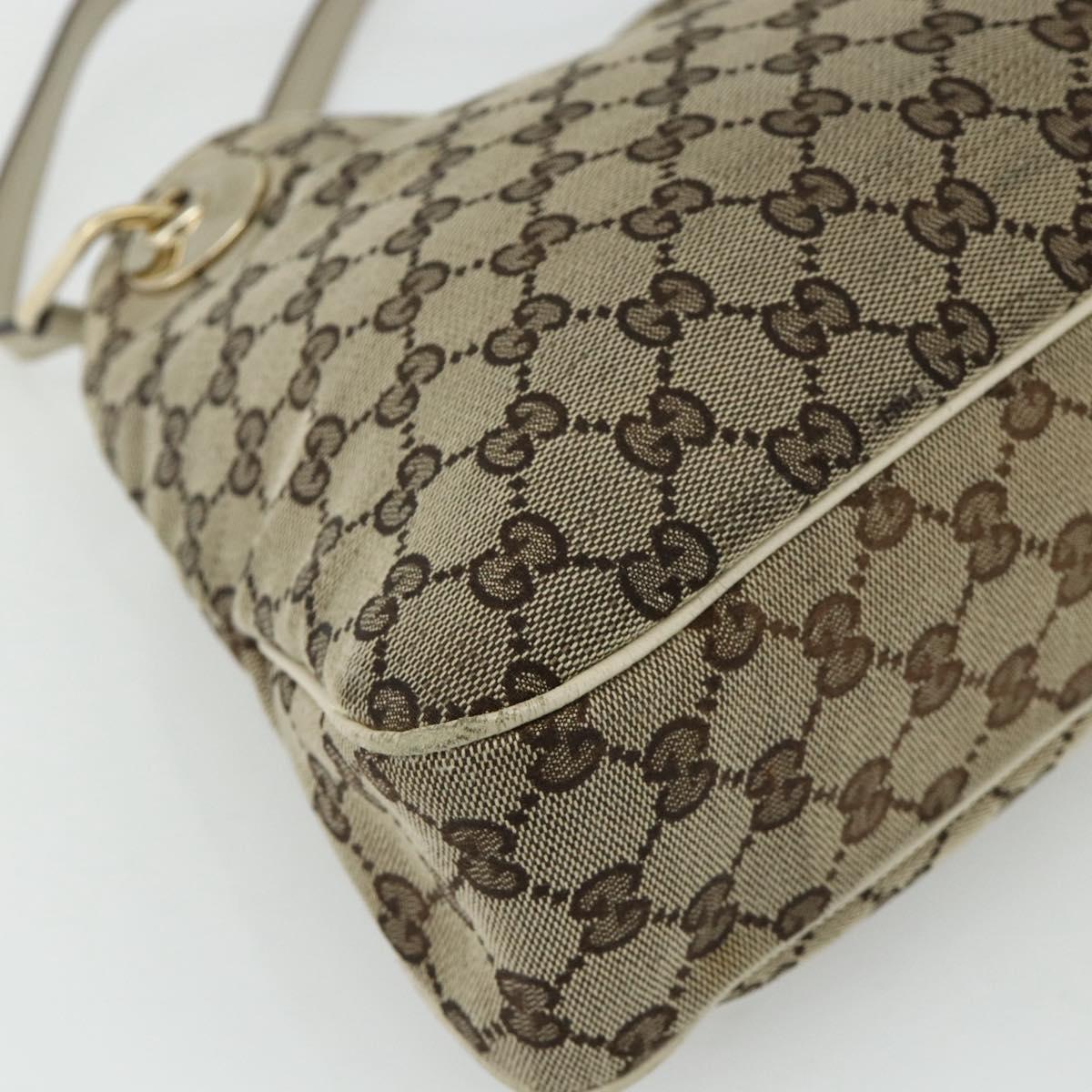 GUCCI GG Canvas Tote Bag Beige Gold 121023 Auth ep13989