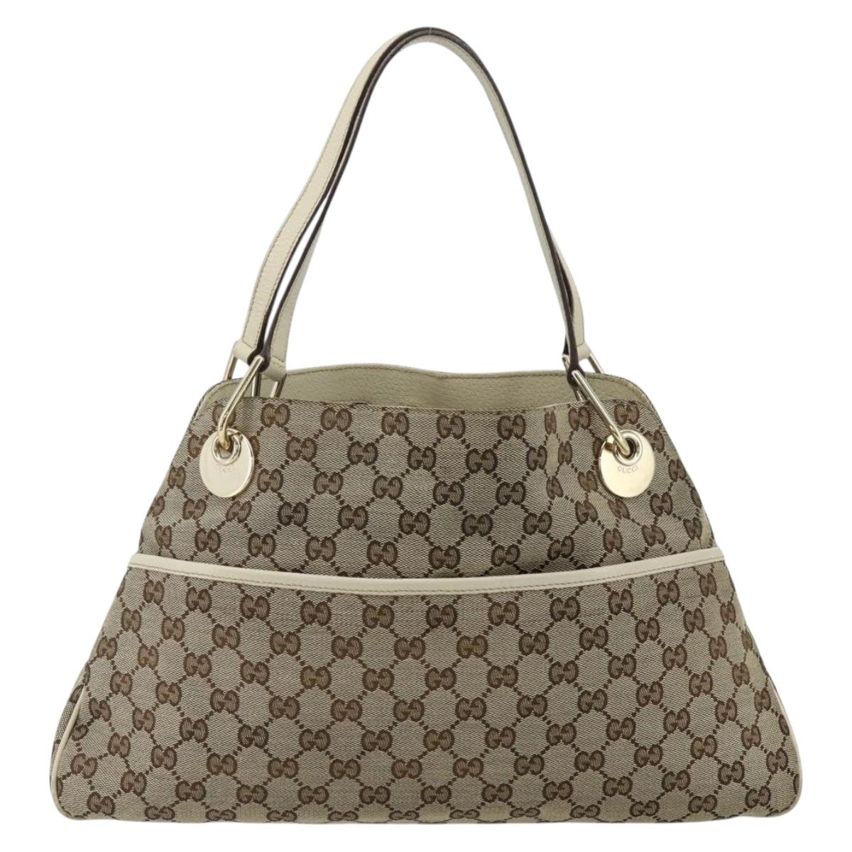GUCCI GG Canvas Tote Bag Beige Gold 121023 Auth ep13989
