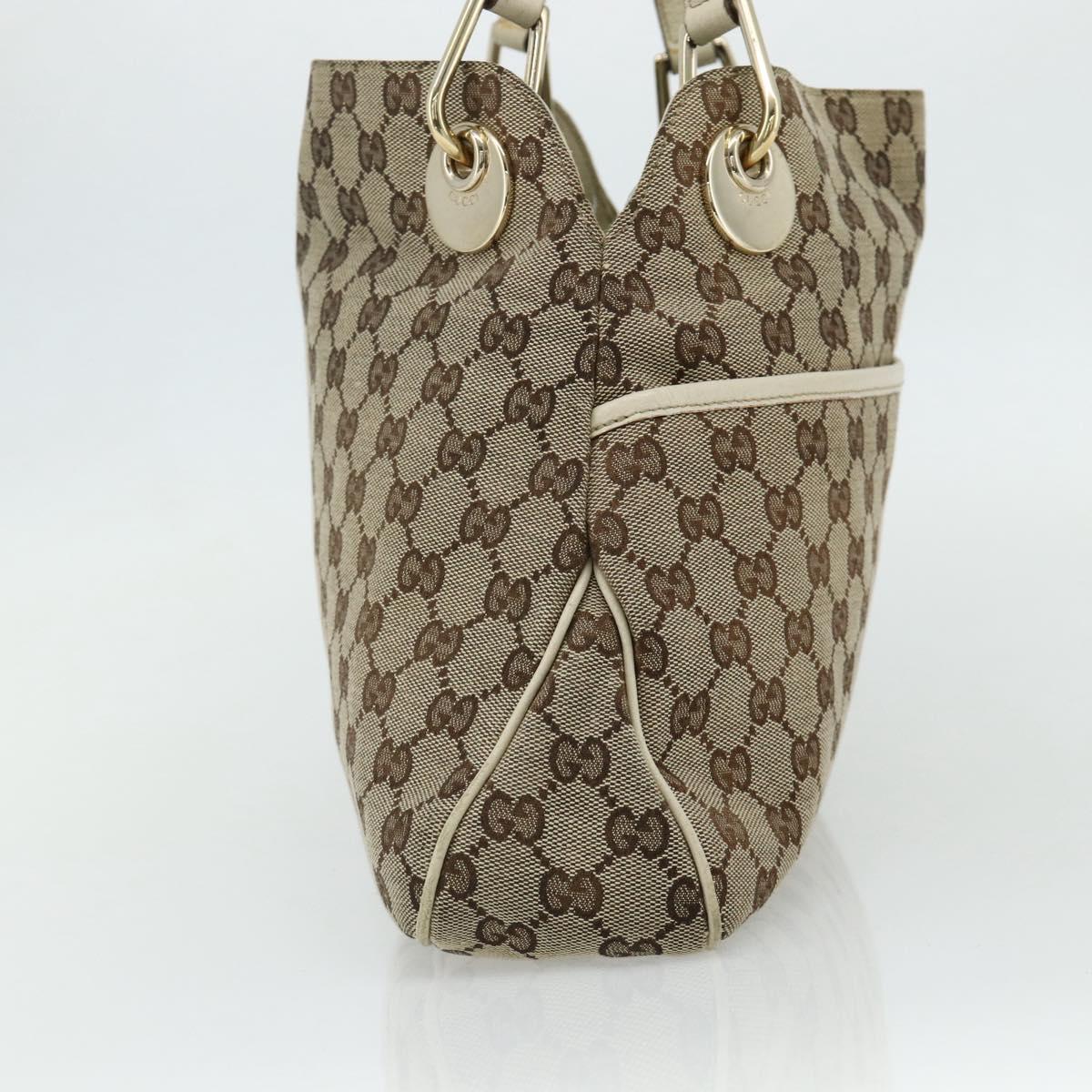 GUCCI GG Canvas Tote Bag Beige Gold 121023 Auth ep13989