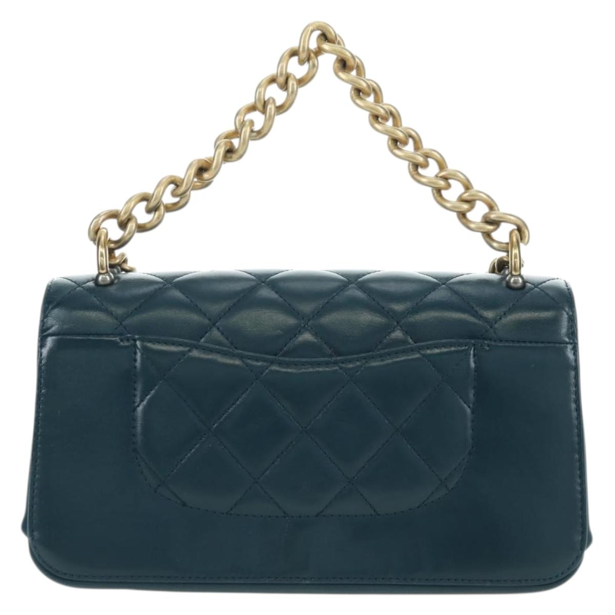 CHANEL Matelasse 23 Chain Bag Lamb Skin 2way Navy Gold CC Auth ep14001SAM