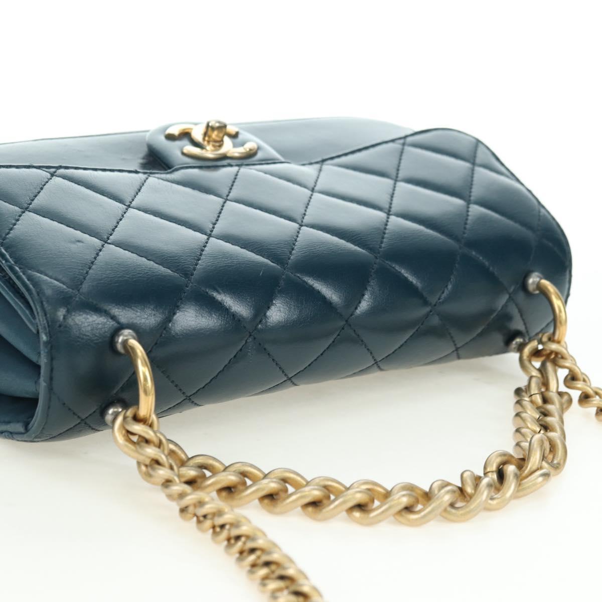 CHANEL Matelasse 23 Chain Bag Lamb Skin 2way Navy Gold CC Auth ep14001SAM