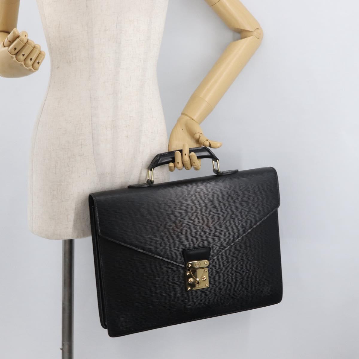LOUIS VUITTON Epi ServietteConseiller Business Bag Black M54422 LV Auth ep14005A