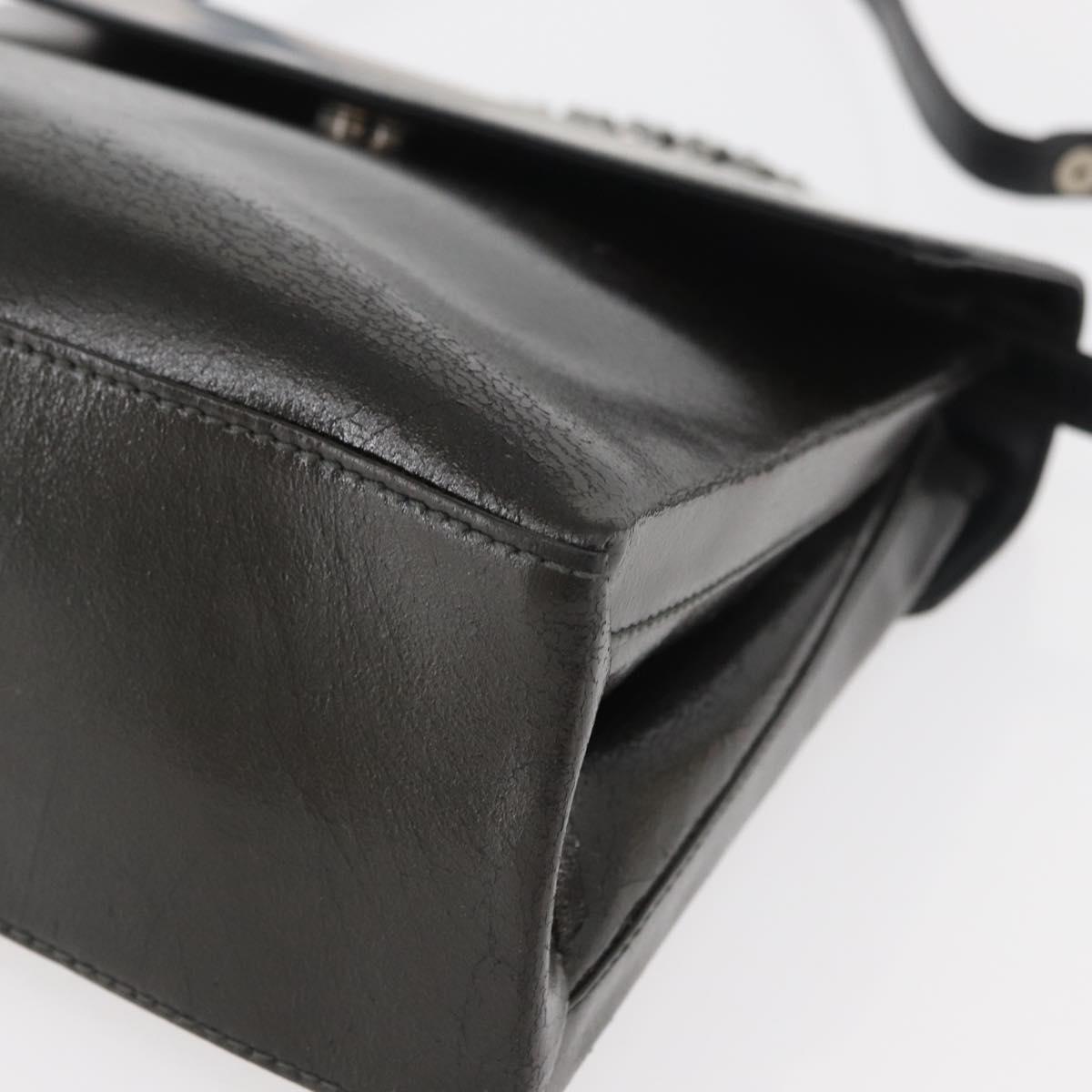 LOEWE Hand Bag Leather 2way Black Silver Auth ep14013