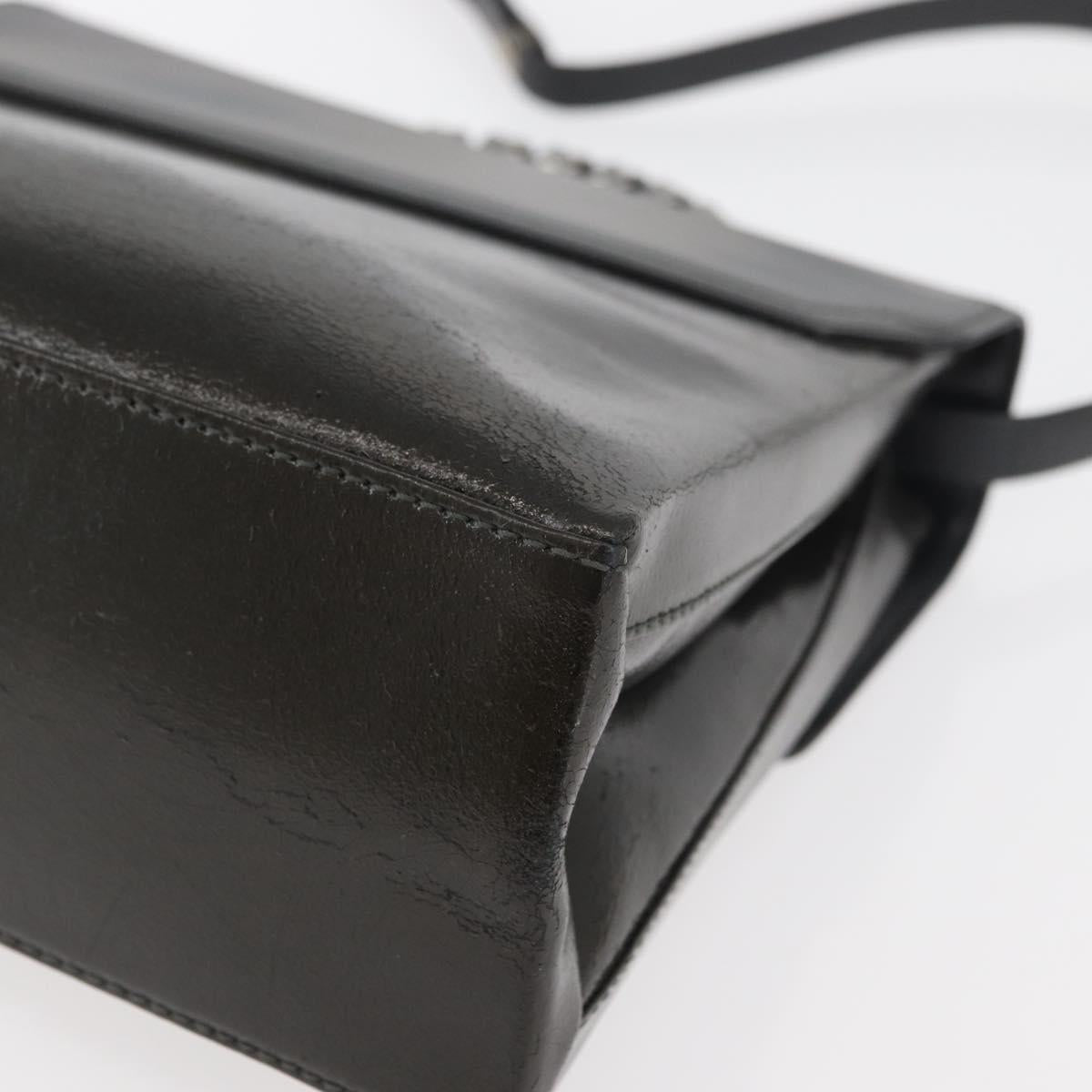 LOEWE Hand Bag Leather 2way Black Silver Auth ep14013