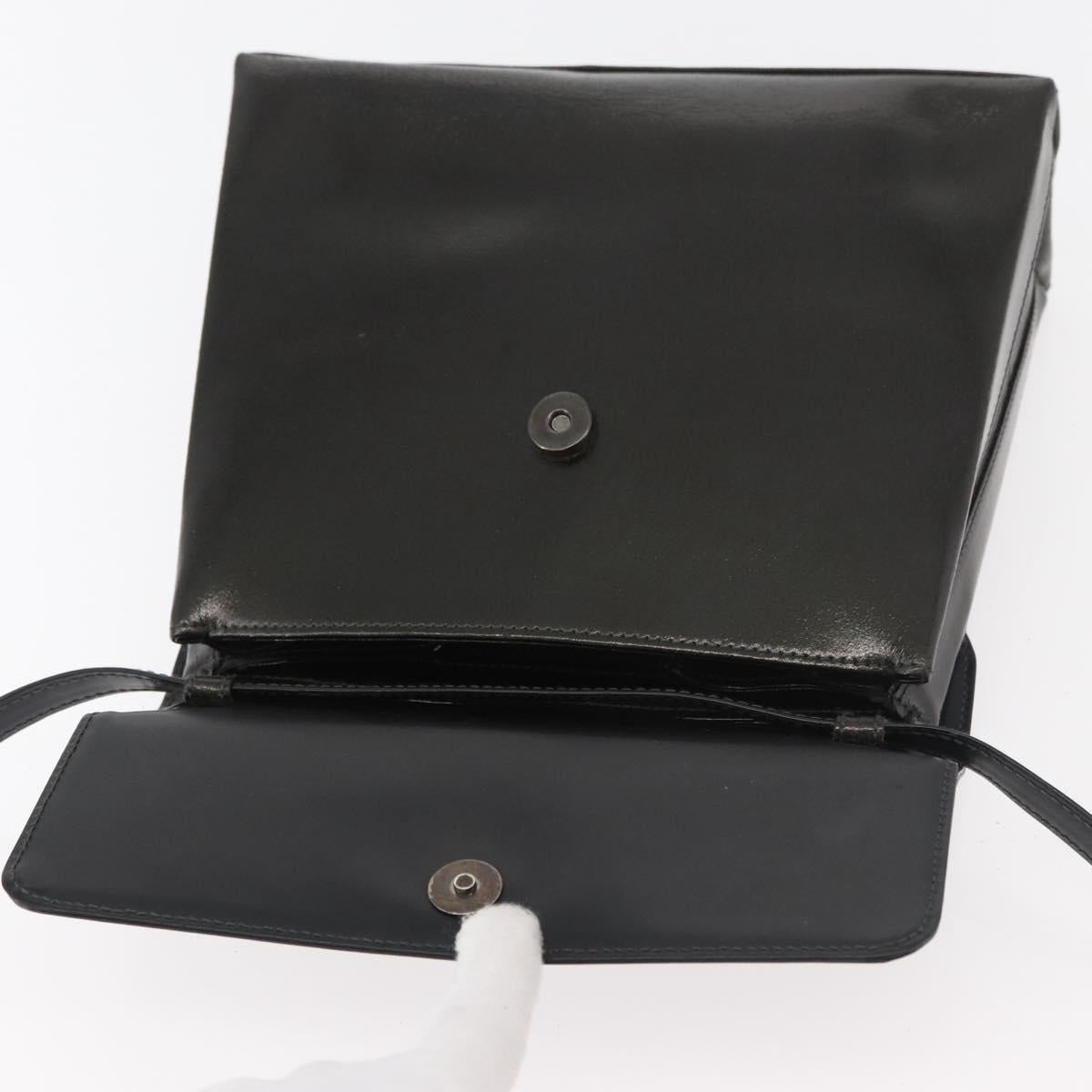 LOEWE Hand Bag Leather 2way Black Silver Auth ep14013
