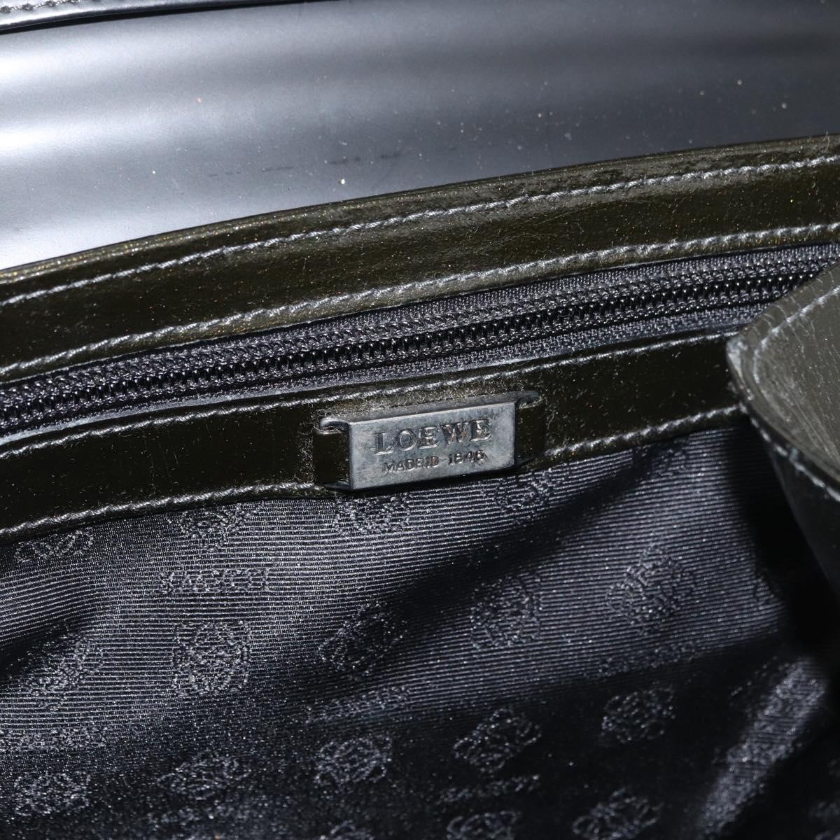 LOEWE Hand Bag Leather 2way Black Silver Auth ep14013