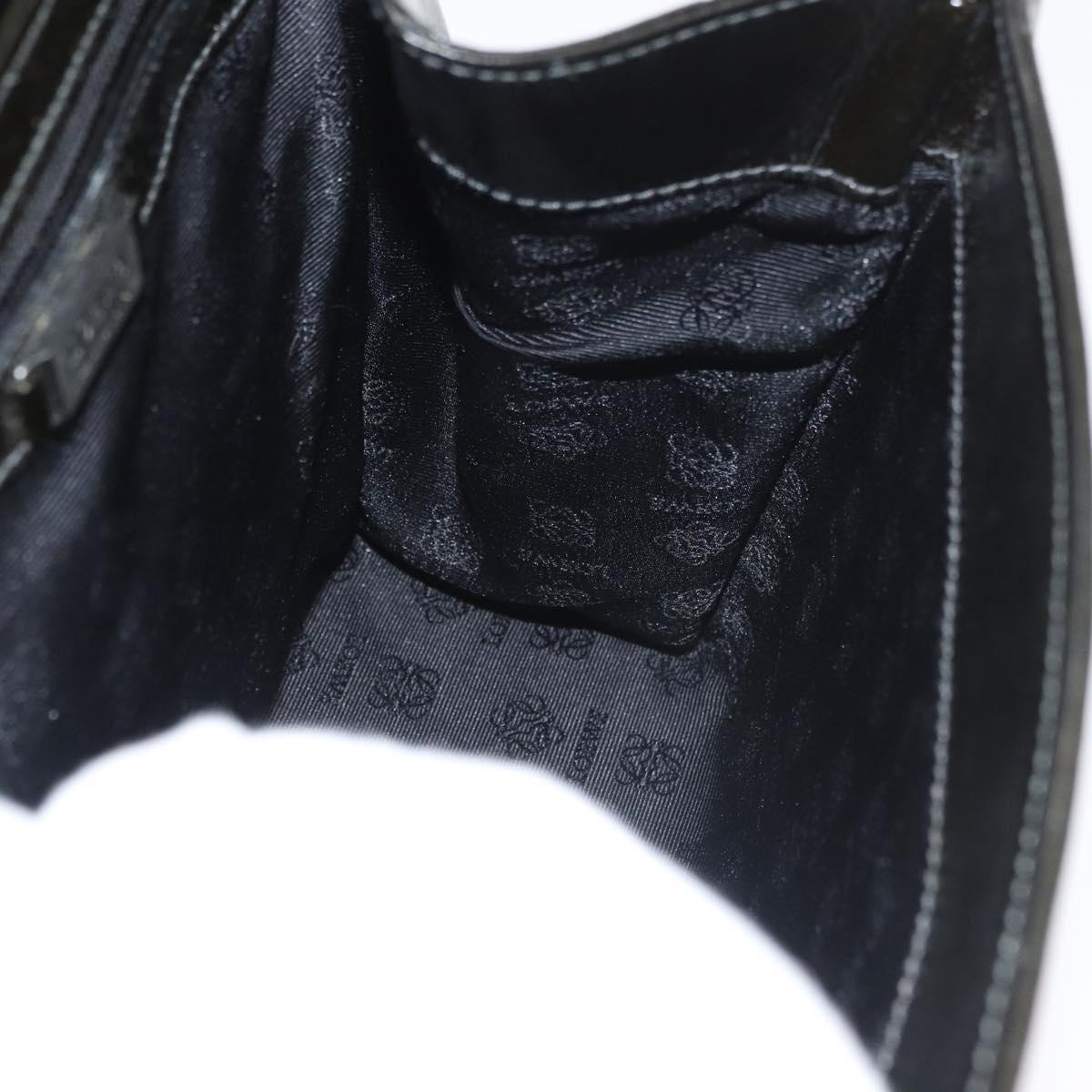 LOEWE Hand Bag Leather 2way Black Silver Auth ep14013