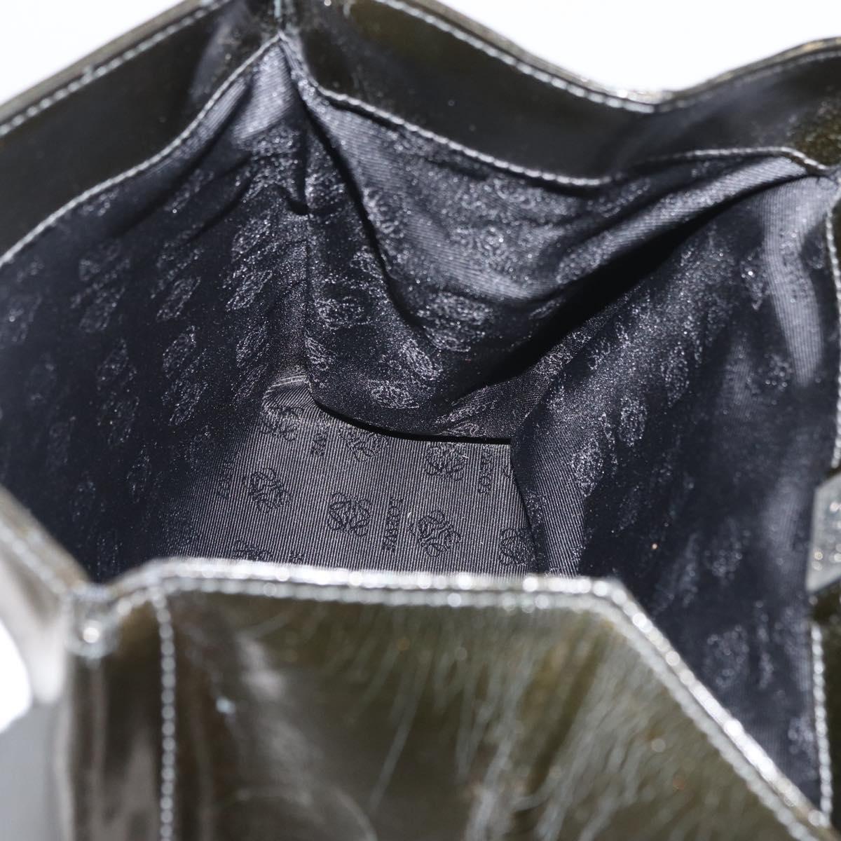 LOEWE Hand Bag Leather 2way Black Silver Auth ep14013