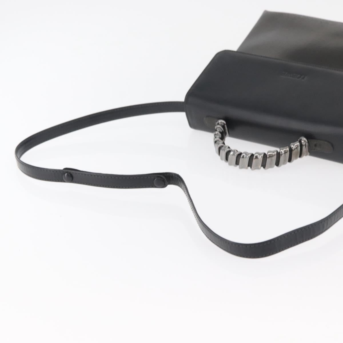LOEWE Hand Bag Leather 2way Black Silver Auth ep14013