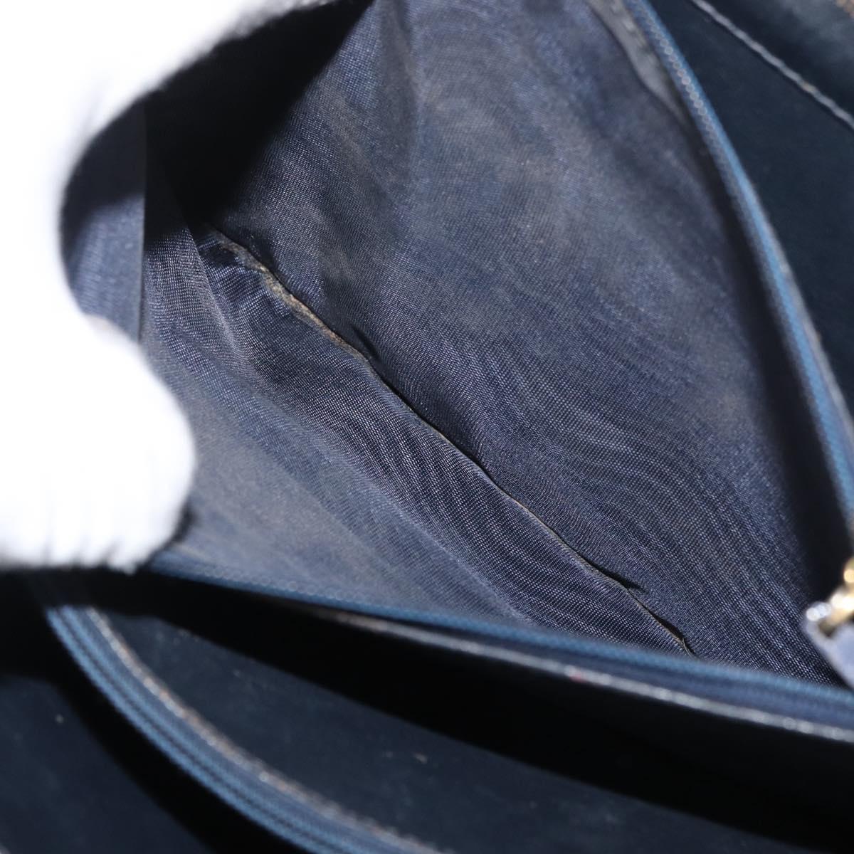 CELINE C Sulky Horse Carriage Shoulder Bag Canvas Navy Gold Auth ep14022