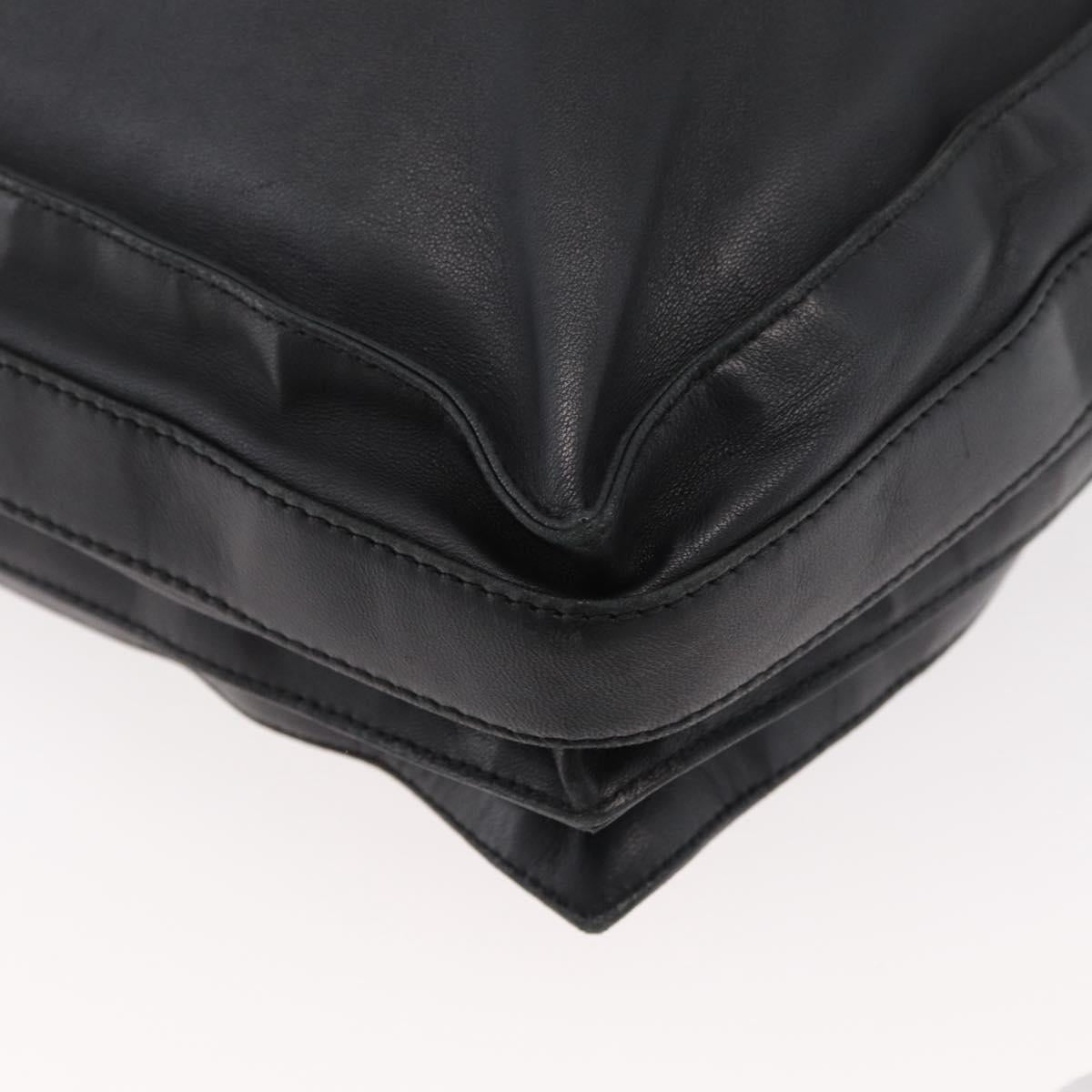 LOEWE Shoulder Bag Leather Black Silver Auth ep14025