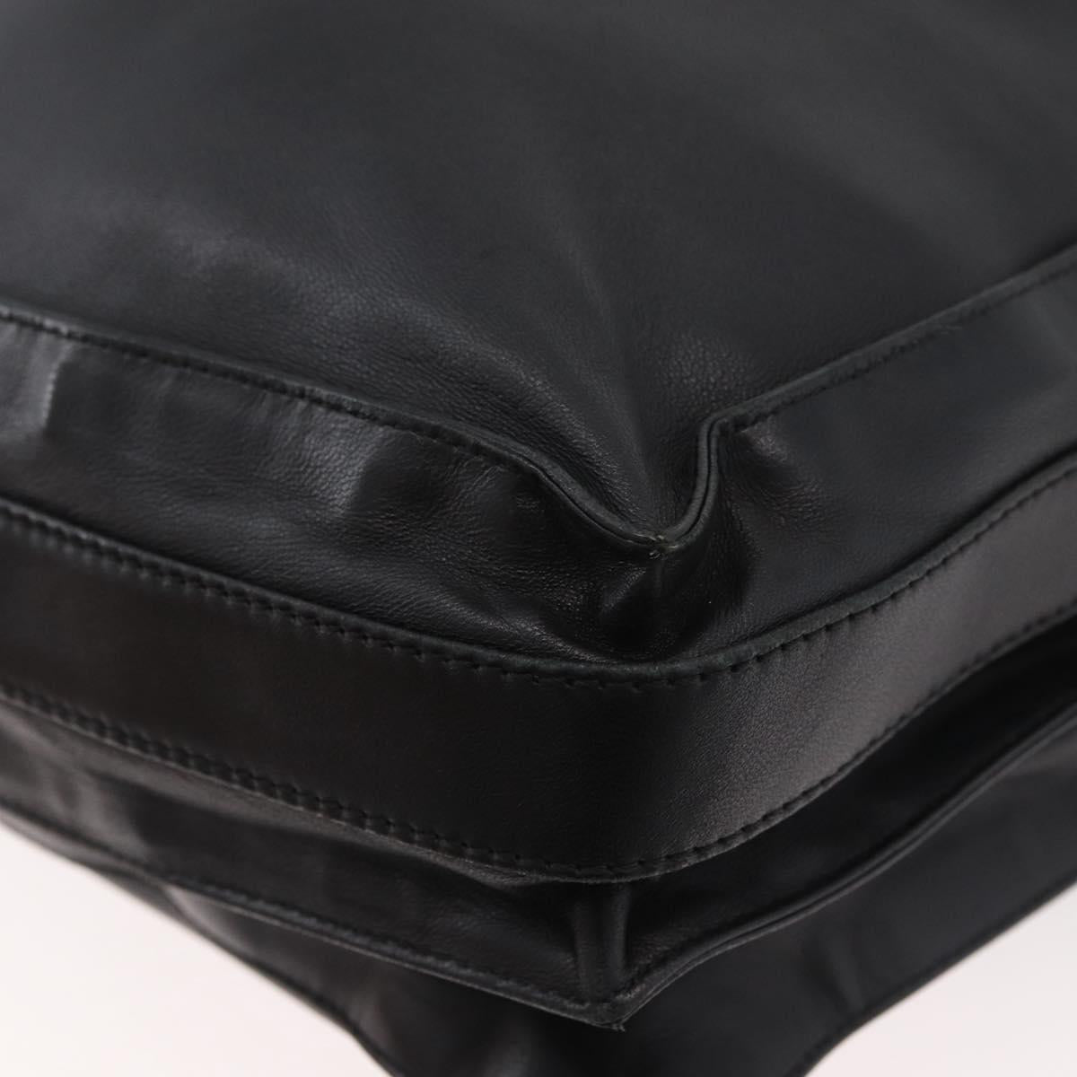 LOEWE Shoulder Bag Leather Black Silver Auth ep14025