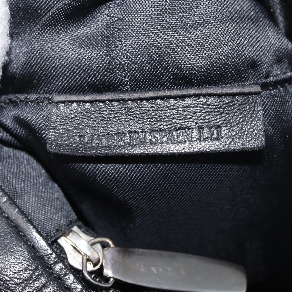 LOEWE Shoulder Bag Leather Black Silver Auth ep14025
