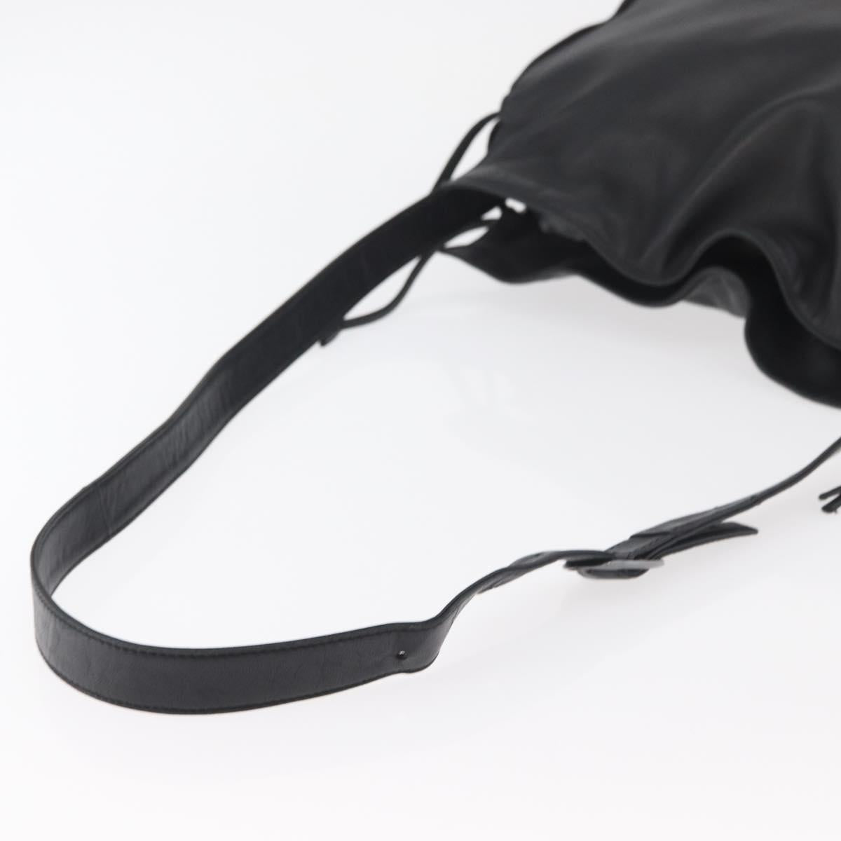 LOEWE Shoulder Bag Leather Black Silver Auth ep14025