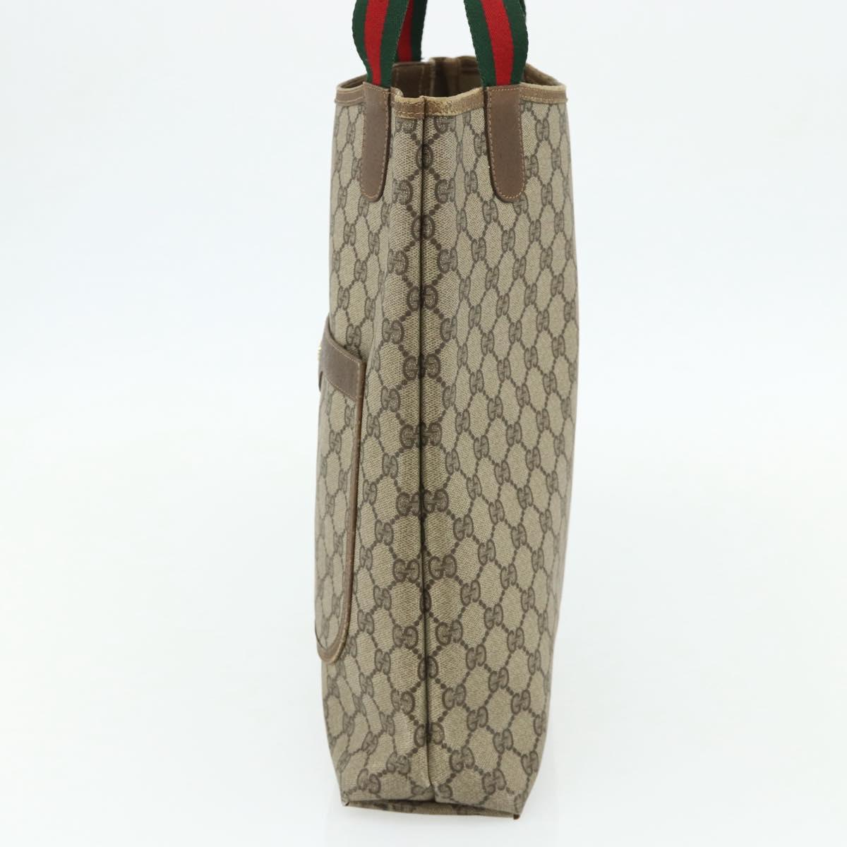 GUCCI GG Supreme Web Sherry Line Tote Bag PVC Beige 40 02 003 Auth ep14026
