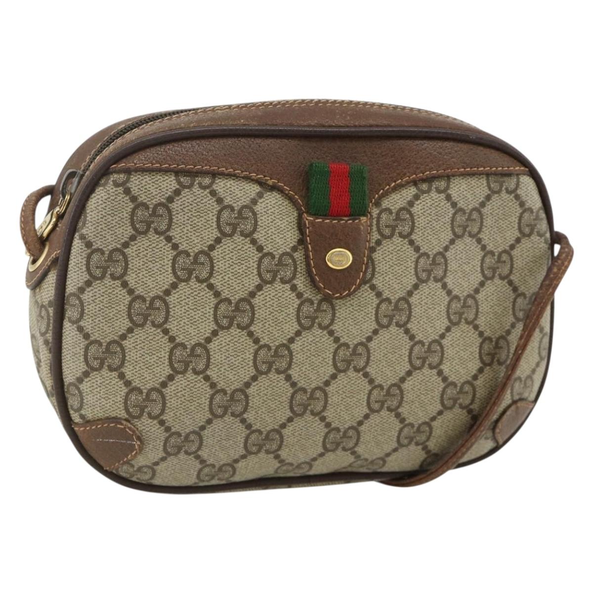 GUCCI GG Supreme Web Sherry Line Bag PVC Beige Gold 89 02 066 Auth ep14029