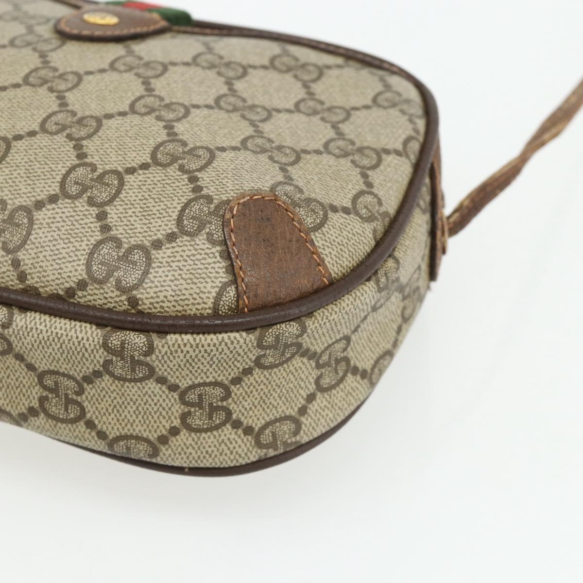 GUCCI GG Supreme Web Sherry Line Bag PVC Beige Gold 89 02 066 Auth ep14029