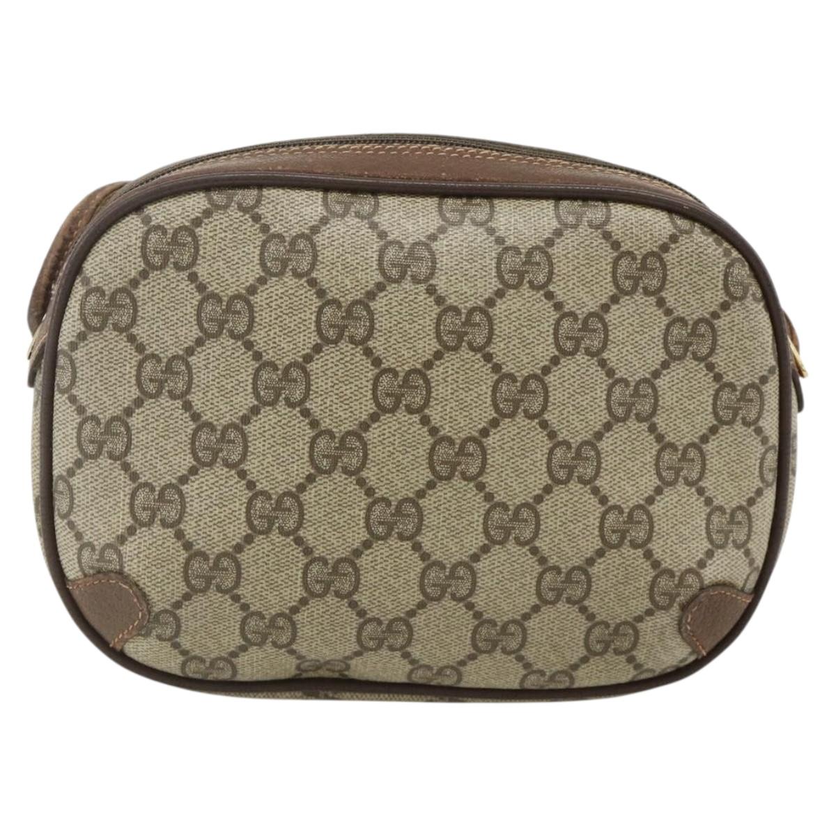 GUCCI GG Supreme Web Sherry Line Bag PVC Beige Gold 89 02 066 Auth ep14029