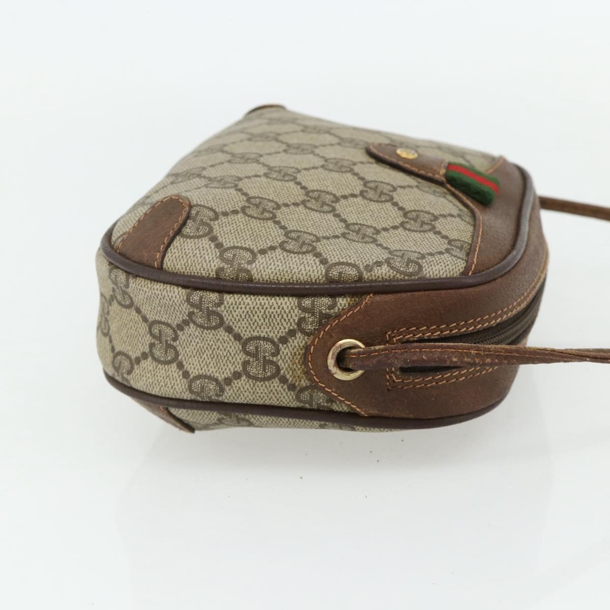 GUCCI GG Supreme Web Sherry Line Bag PVC Beige Gold 89 02 066 Auth ep14029