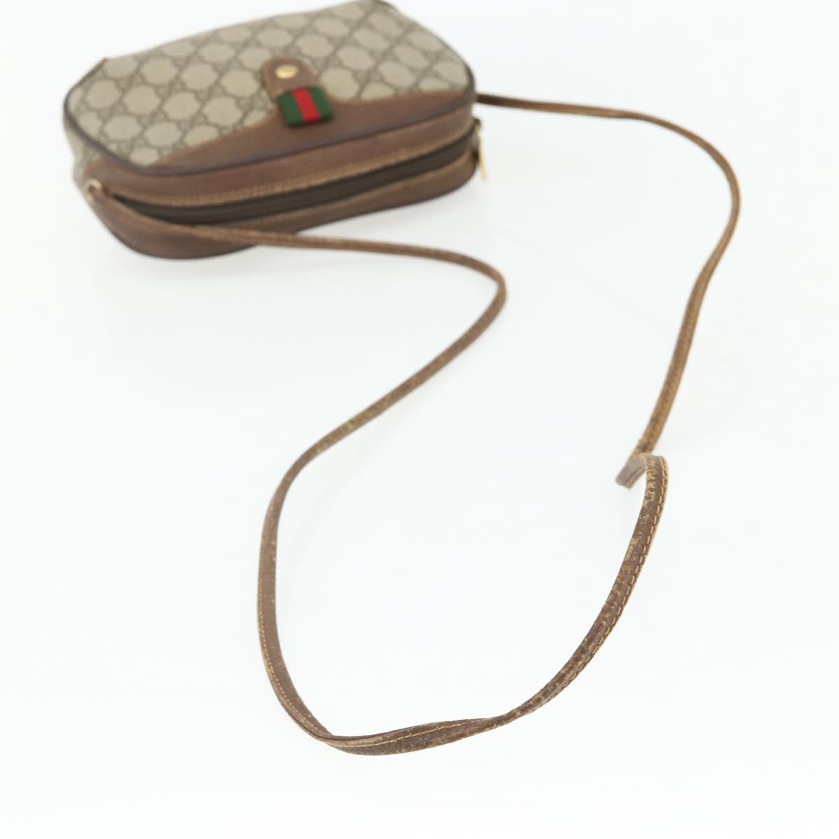 GUCCI GG Supreme Web Sherry Line Bag PVC Beige Gold 89 02 066 Auth ep14029