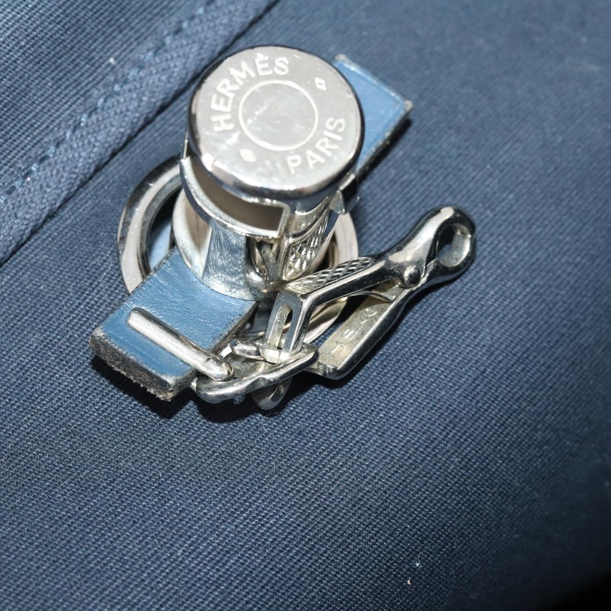 HERMES Her Line Herbag Ad Backpack Canvas Navy Silver Auth ep14037